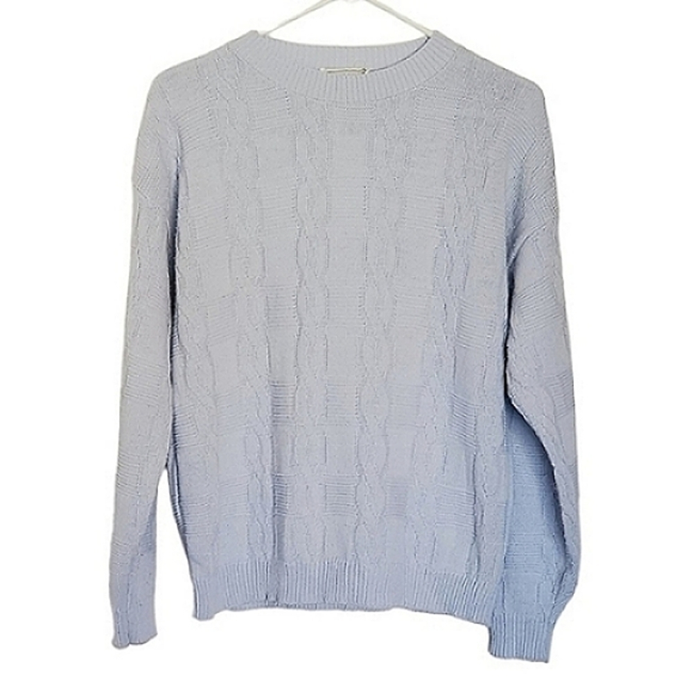 Jane Adams Vintage Cable Knit Sweater Baby Blue Size Unknown Made in USA